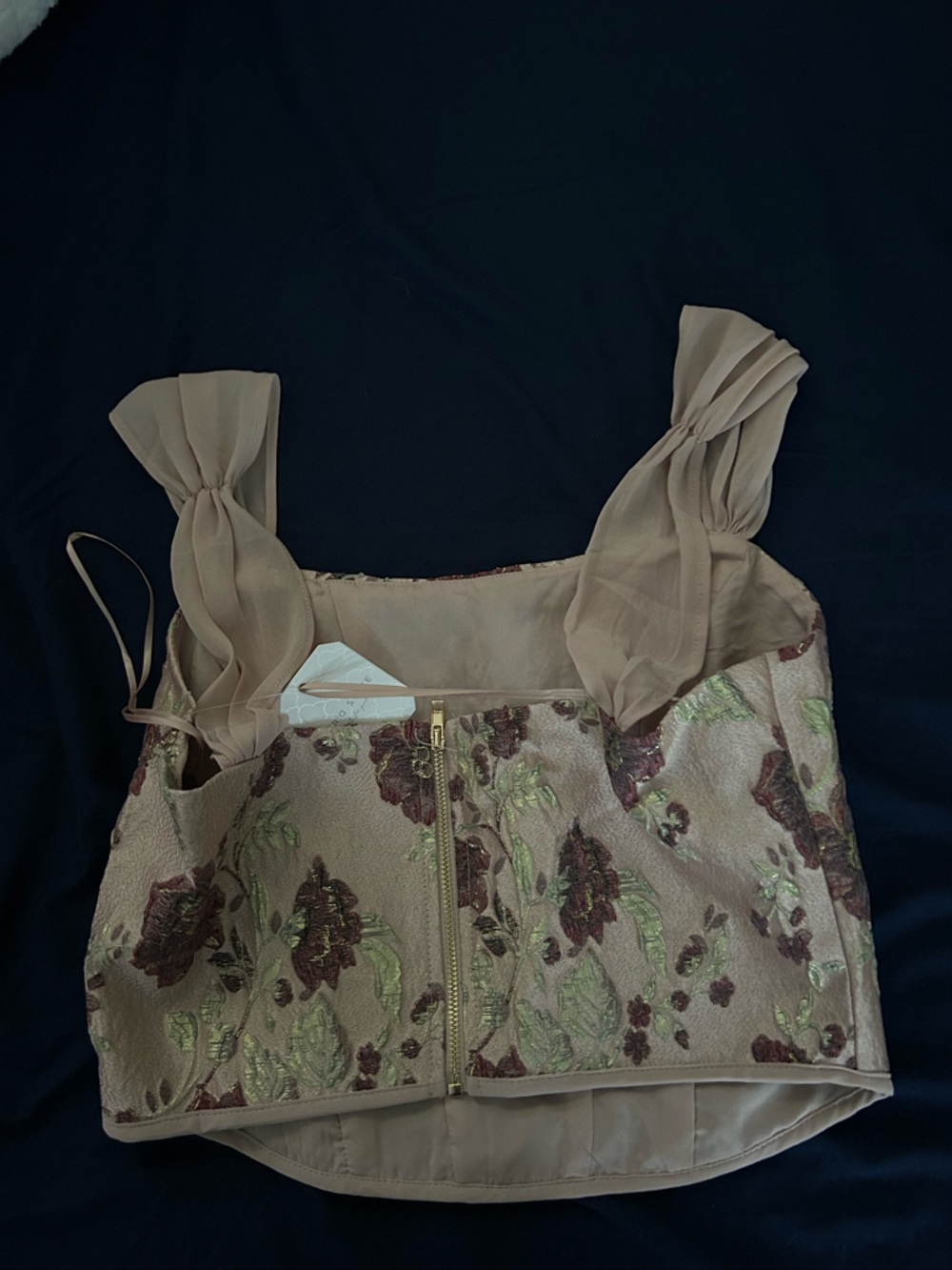 Altar'd State Blush Floral Embroidered Tie-Strap Bustier